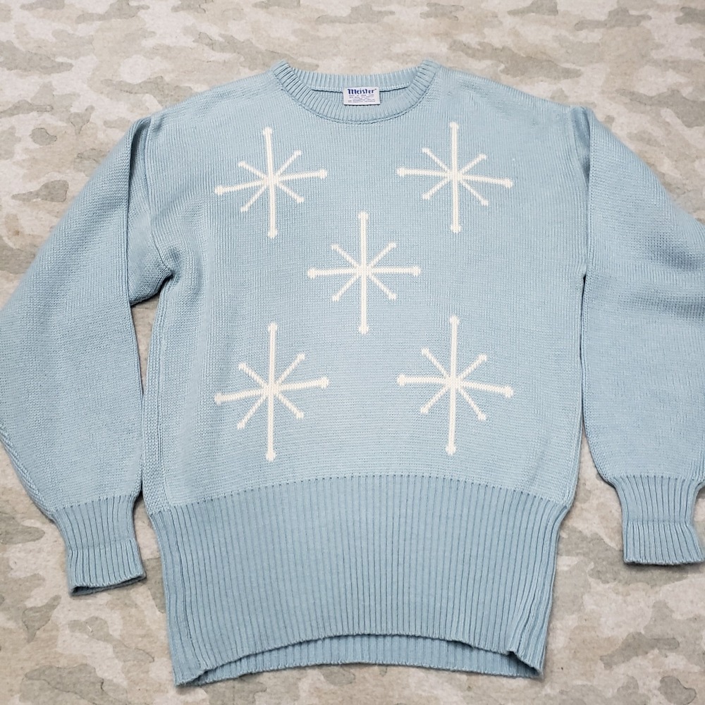 Vintage Meister Sweater Womens Large Blue Snow Flake Pullover‎ 70s
